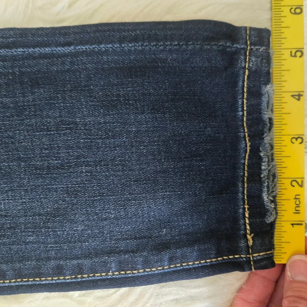 BKE Stella Skinny Jeans Dark Wash Raw Hem Frayed Denim 26R Womens 26 x 31.5
